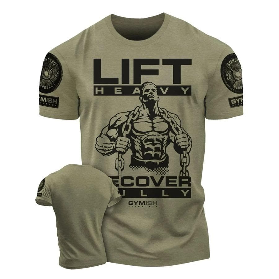 3D Printed Recover Fully Workout T-Shirt Funny Gym T-Shirt High Quality Cotton Men's Short Sleeves Muscle Man Tough Guy T-Shirt L