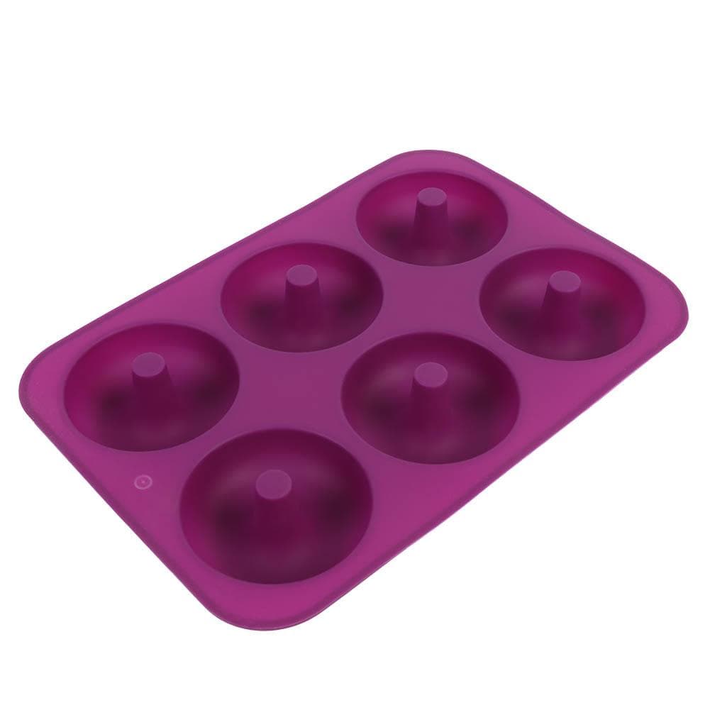 6-Cavity Silicone Donut Baking Pan Donut Chocolate Mold Microwave Freezer Safe(Purple)