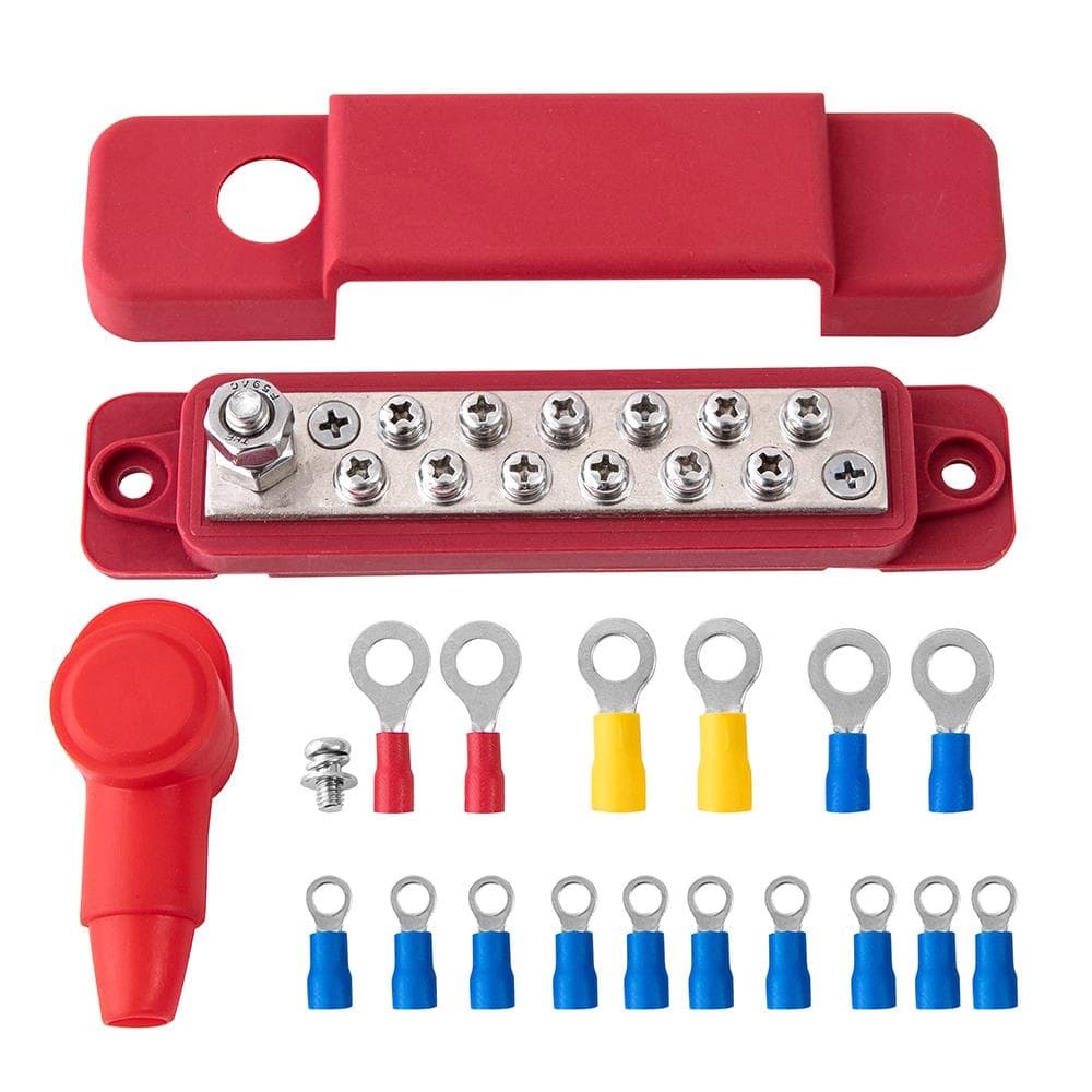 Red 12 Way Bus Bar Power Distribution 12V 150A Rated Terminal Block for Auto Marine