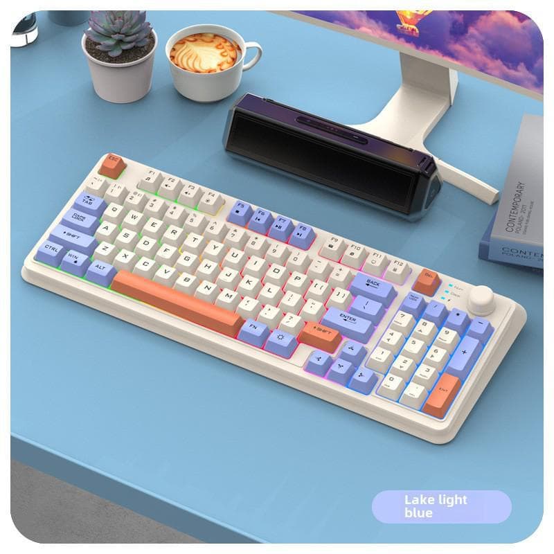 Silver Fox K94 Dual-Mode Wireless Mechanical Keyboard for Gaming and Office Lake Blue lake blue