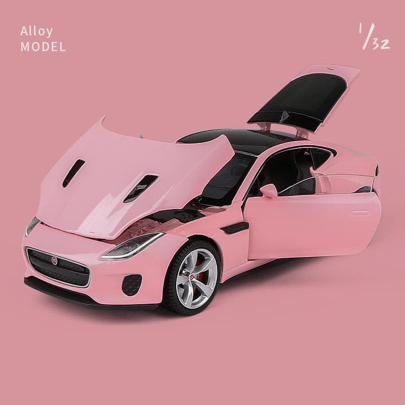 1:32 Jaguars F-TYPE Coupe Alloy Car Model Diecast Toy Vehicles Metal Car Model High Simulation Sound and Light Children Toy Gift pink