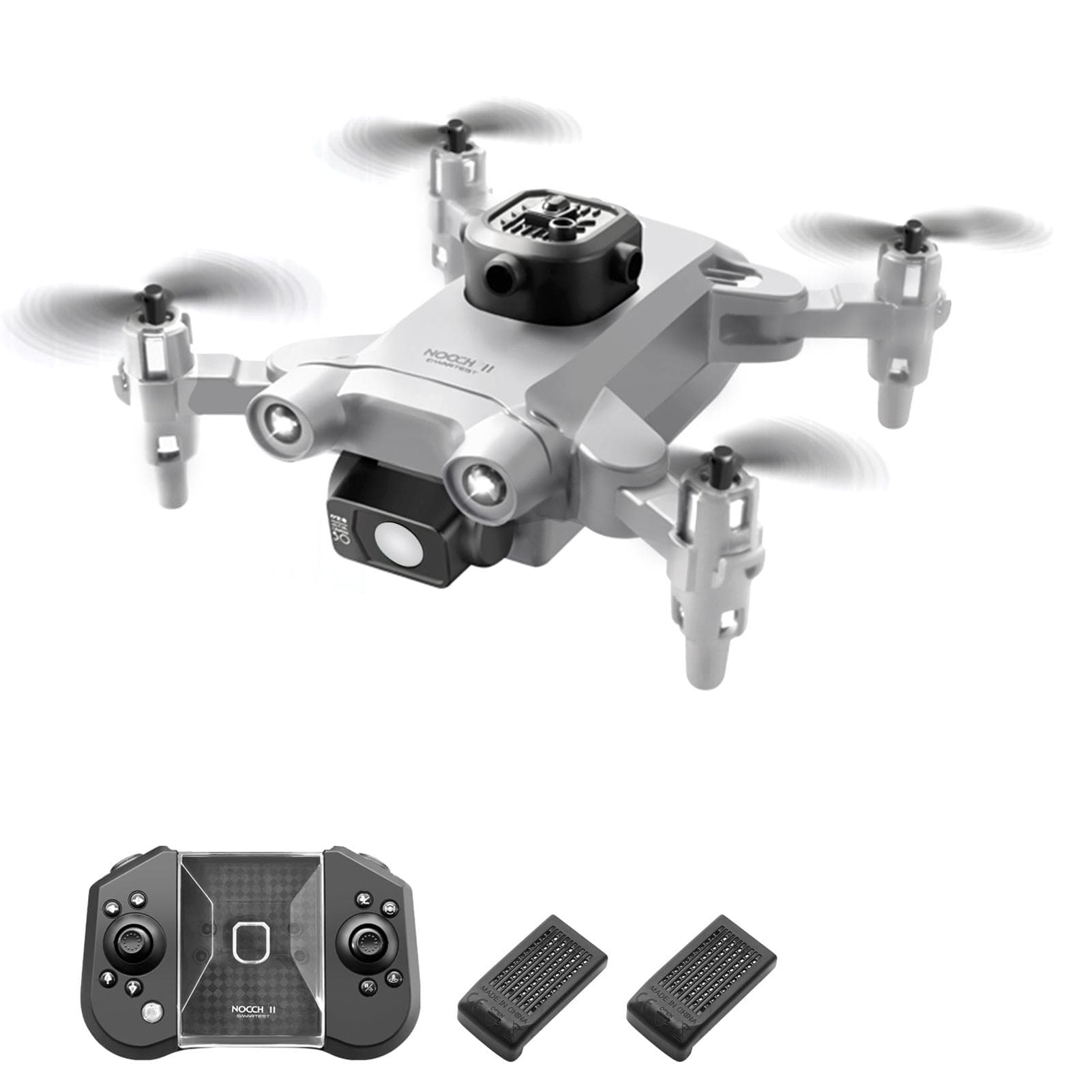 Remote Control Drone with Dual Camera 4K Camera Obstacle Avoidance Track Flight Gesture Photo Video no camera-2 battery grey