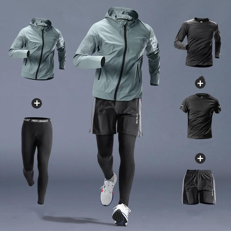 Men's morning running exercise set thin quick drying set 3XL