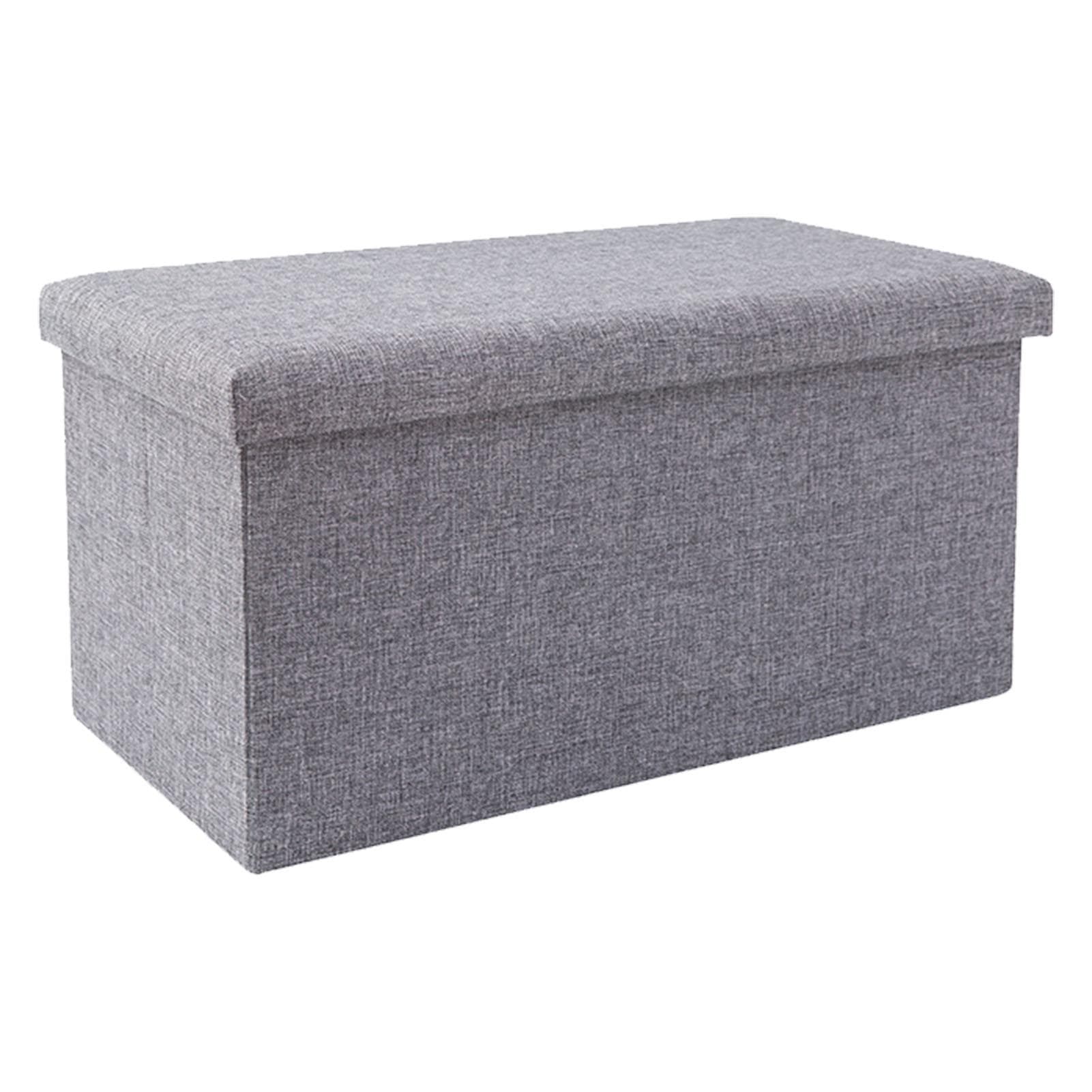 Folding Fabric Storage Ottoman Collapsible Storage Footrest Stool Multifunctional Storage Box for S gray