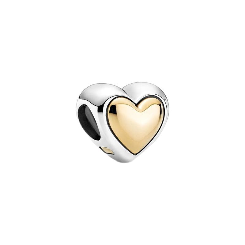 New Golden S925 Sterling Silver Firefly Heart Cross Elk Yellow Gold Pendant Beads Fit Original  Bracelet DIY Women Jewelry