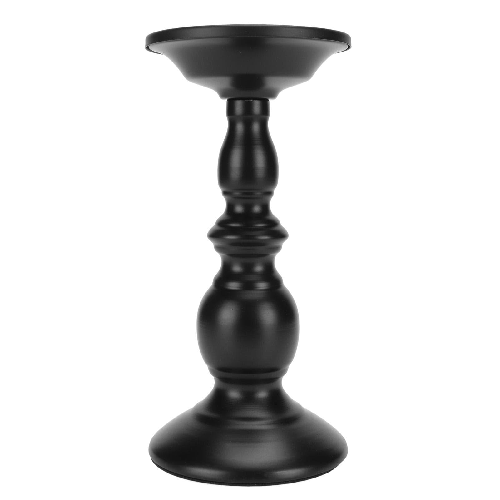 Black Metal Pillar Candle Holders Polished Rust Protection Candle Holder with Slip Resistant Bottom