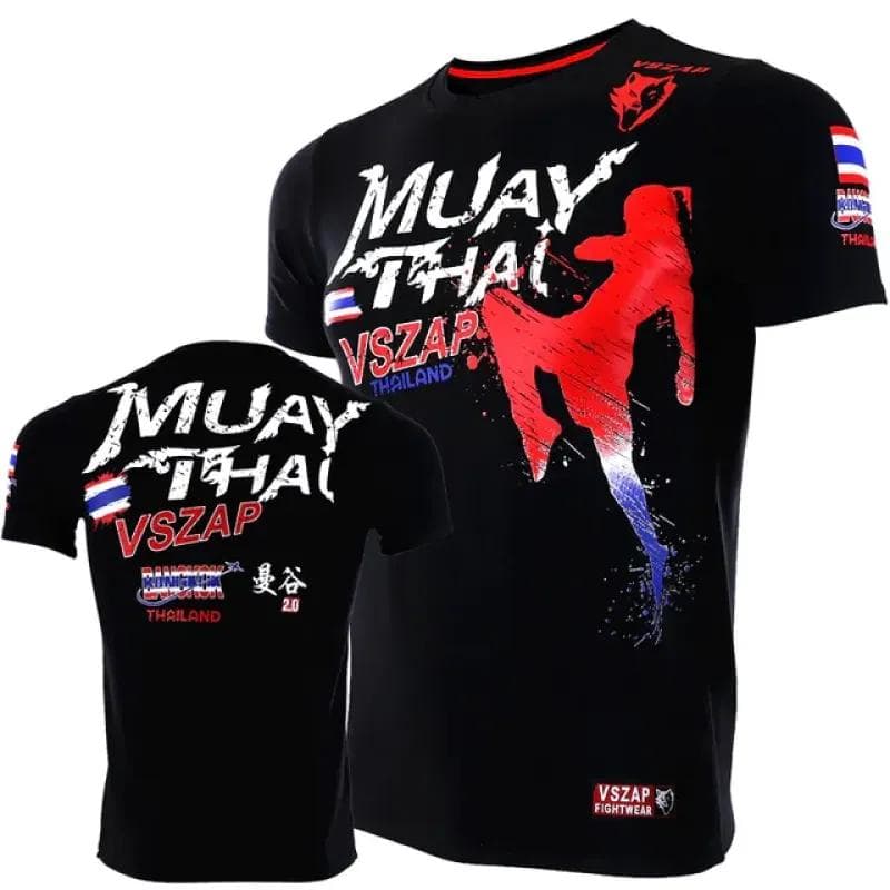 Men's Muay Thai T Shirt Running Fitness Sports Short Sleeve Outdoor Boxing Wrestling Tracksuits Summer Breathable Quick Dry Tops L