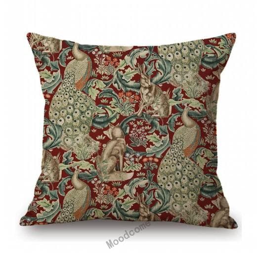 Classic UK Design William Morris Walter Crane Animal Pattern Hare Peacock Fox Rabbit Forest Blue Sofa Pillow Case Cushion Cover 450mm*450mm