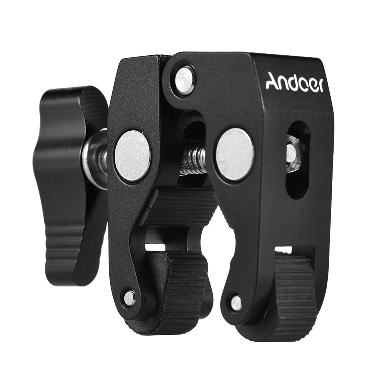 Andoer Crab Pliers Clip Super Clamp with 1/4 inch & 3/8 Inch Screw Hole black