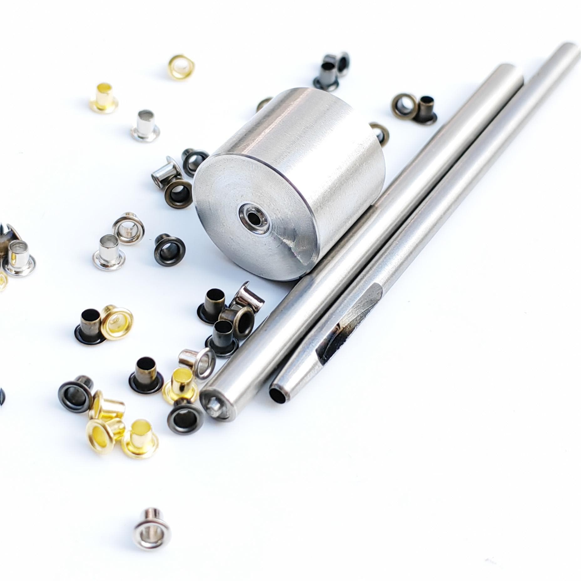 MINI bjd 100pcs eyelets with tool kits 1.0/1.5/2/2.5mm color mix brass hollow rivet bag decorative chicken eye buckle 1.0mm