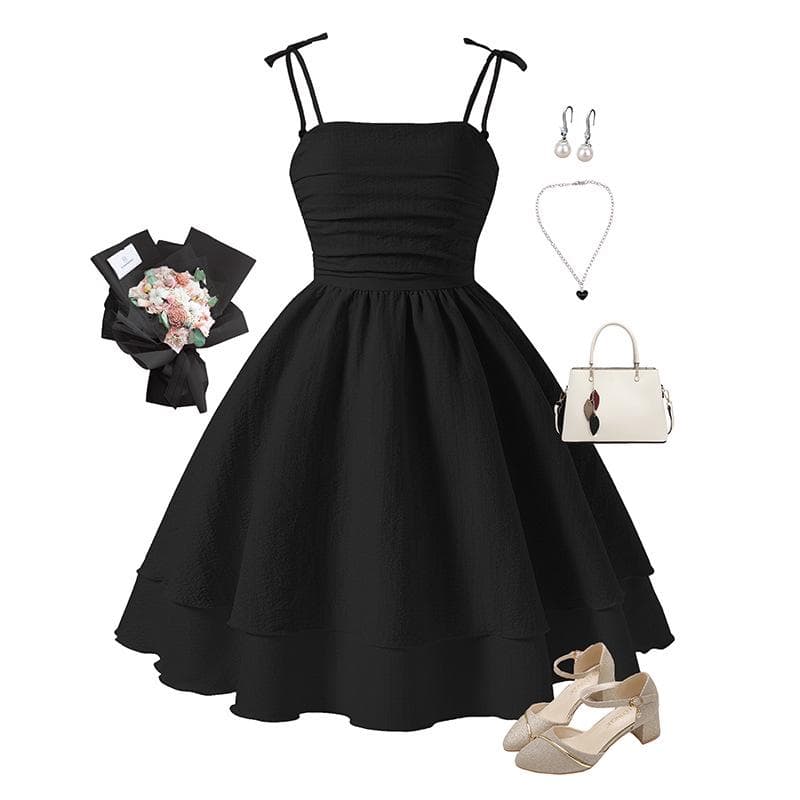Girls' 2025 Spring/Summer Sling Princess Dress - European & American Style 14Y black