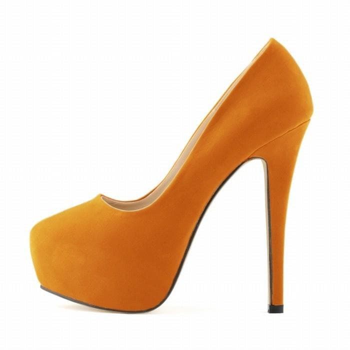 Big Size High Heels Cross-dresser Unisex Men's Hot Drag Queen Party Court Shoes Flock Concealed Pumps Platform Pointed Toe Plus SM Gay Shoes 44 orange