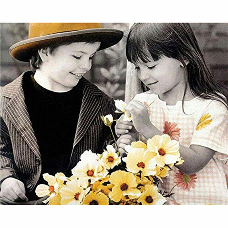 Boy Girl Diamond Painting Full Round 5d Mosaic Painting Litter Lover Cross Stitch Diamond Embroidery 20X30CM