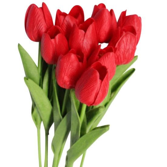 Blooming Bouquet 10Pcs/Set Faux Tulip Flowers Gift Photograph Prop Homen Decor wine red