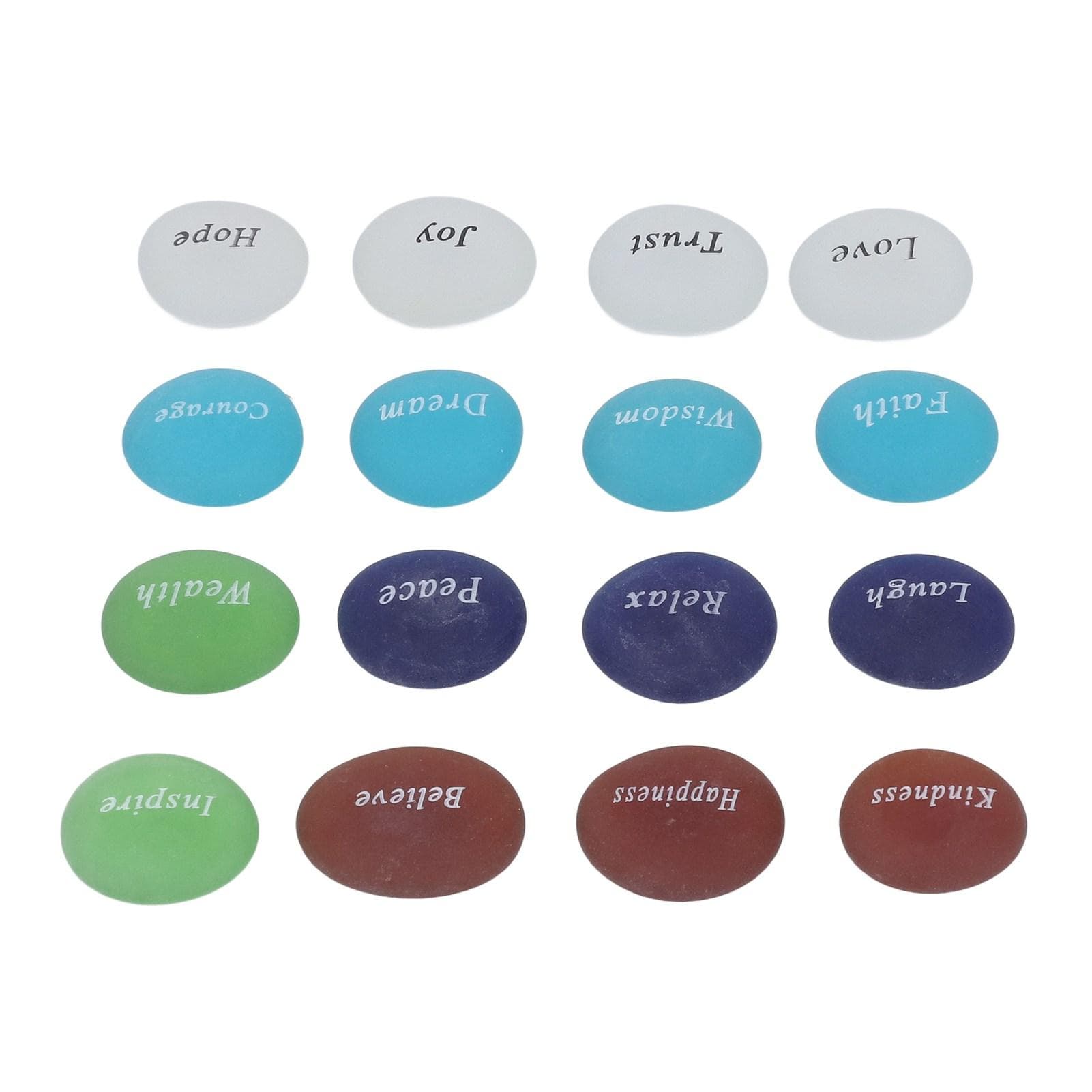 16 Pcs Inspirational Stones Mixed Color Flat Stones Decorative with Words for Vase Filler Table