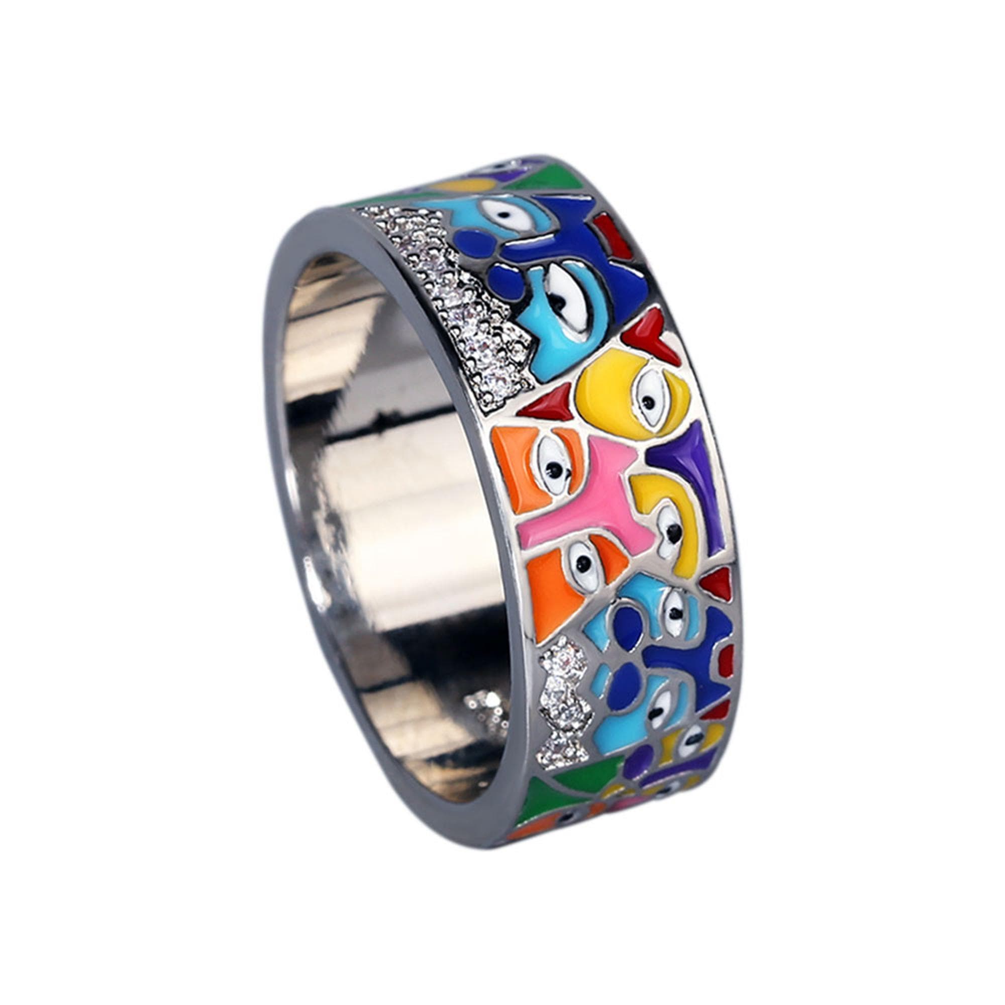 Fashion Rings For Women White CZ Handmade Enamel Lovely Cat Unique Trendy Ring Party Fashion Jewelry 9