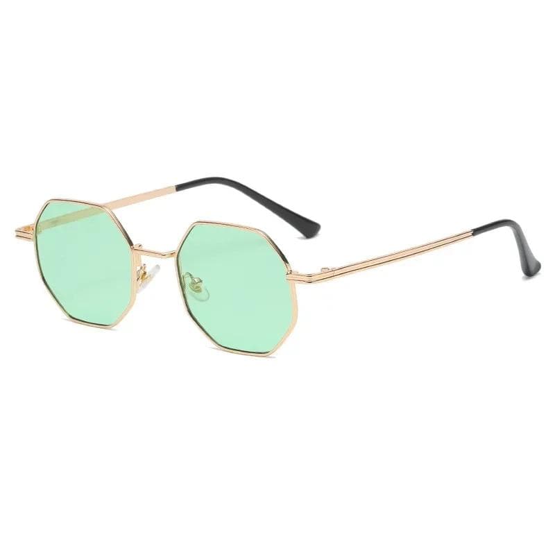 Polygonal Fashion Sunglasses Metal Frame Ultra Light Multi-color Lenses UV400 Protection Personalized Stylish Eyewear AS PICTURE