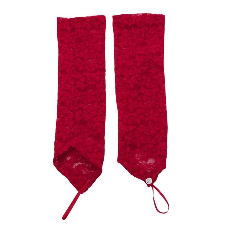 Long Fingerless Gloves for Women Black White Red Lace Gloves Bride Hook Finger Gloves red