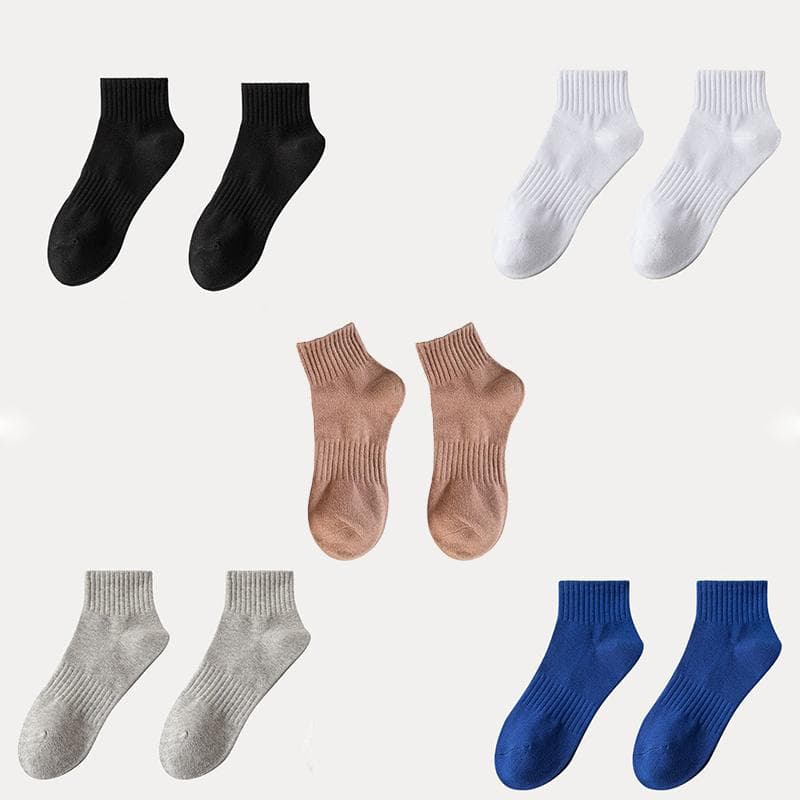 5 Pairs Women's Cotton Socks Seamless Breathable Solid Color Casual Sock Spring Autumn Female Striped Middle Tube Hosiery one size
