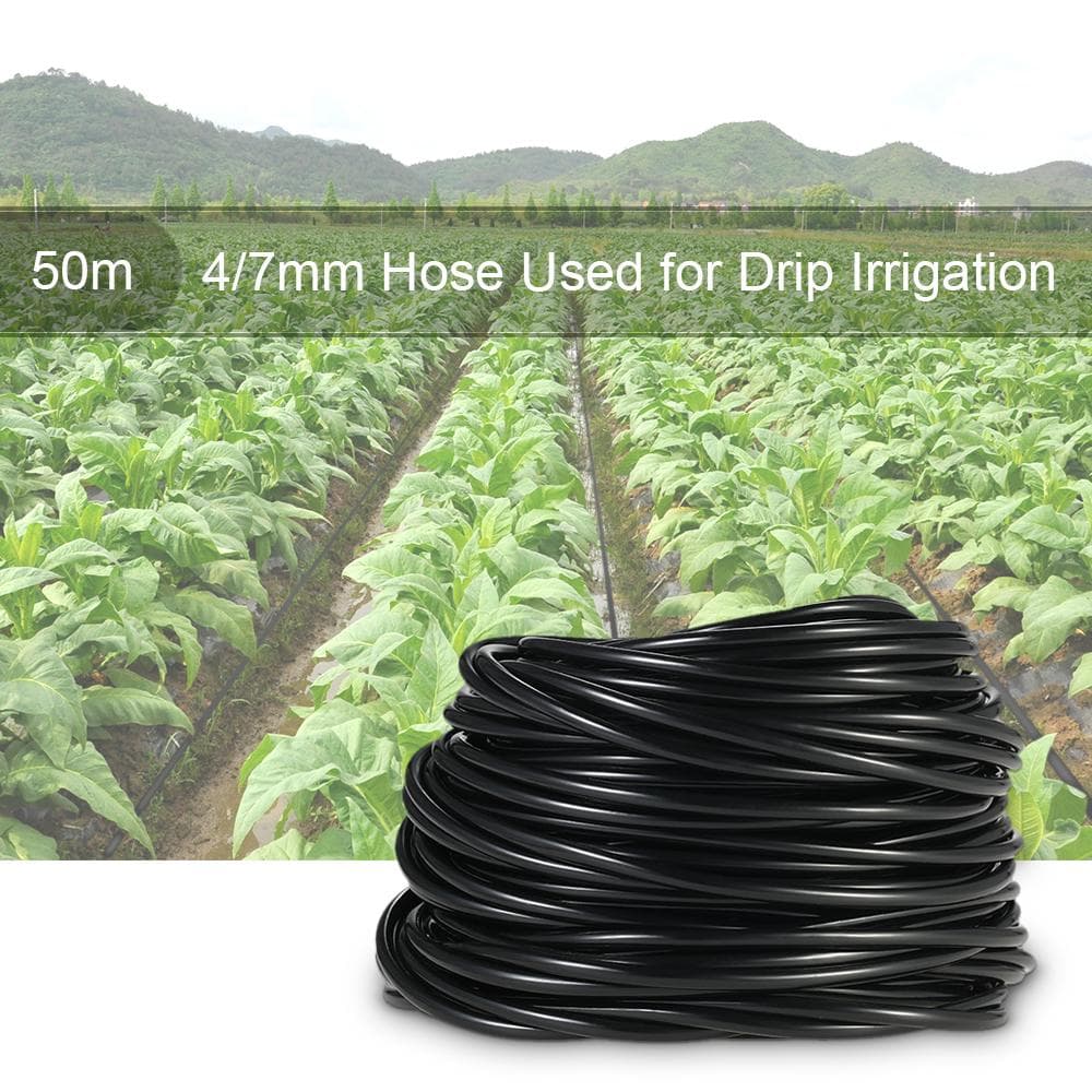 50m Watering Tubing Pipe 4/7mm Drip Irrigation System for Home Garden Plants Flowers Water Supply 50m