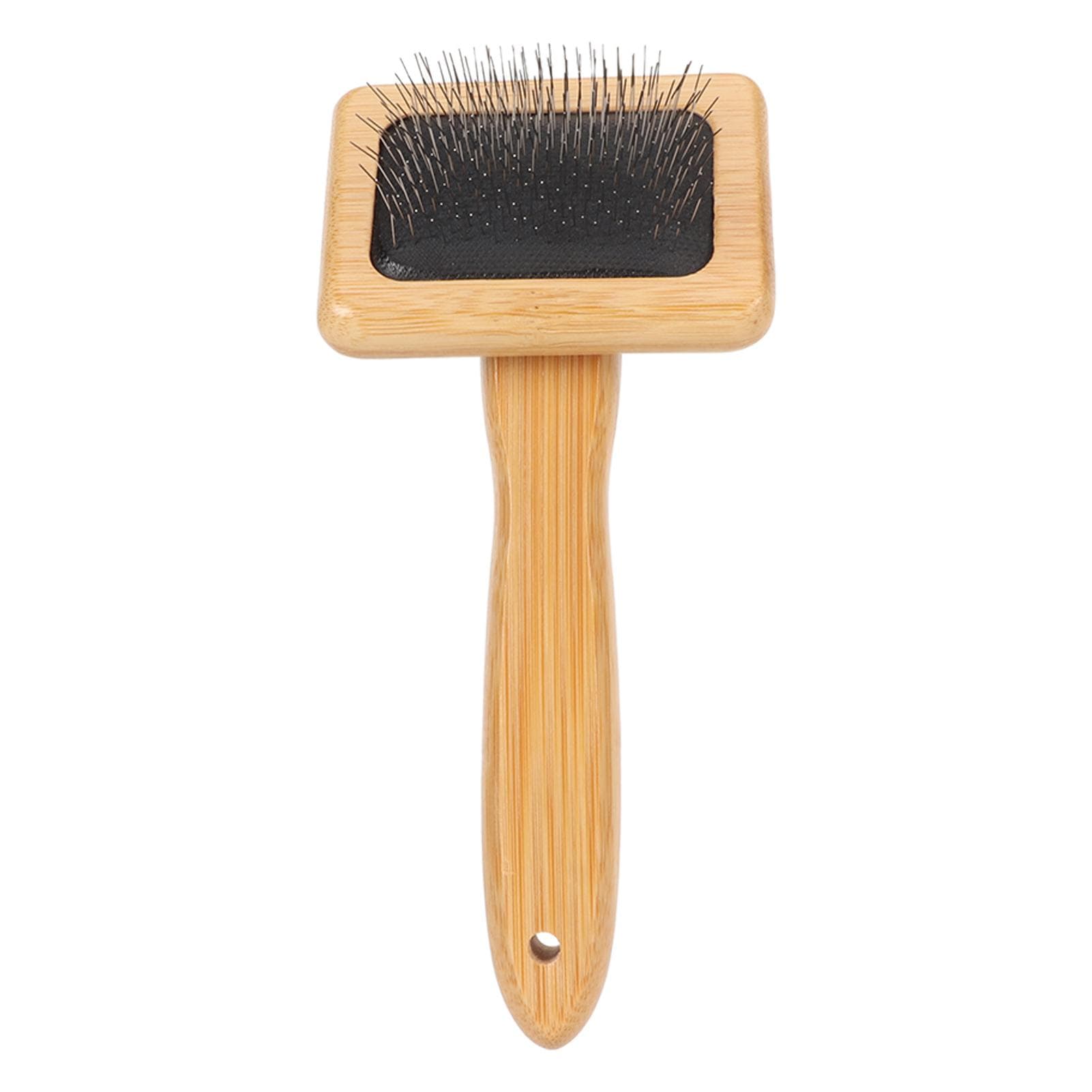 Macrame Slicker Comb with Hole Air Bag Cushion Finely Polished Bamboo Cleaning Slicker Brush for Small