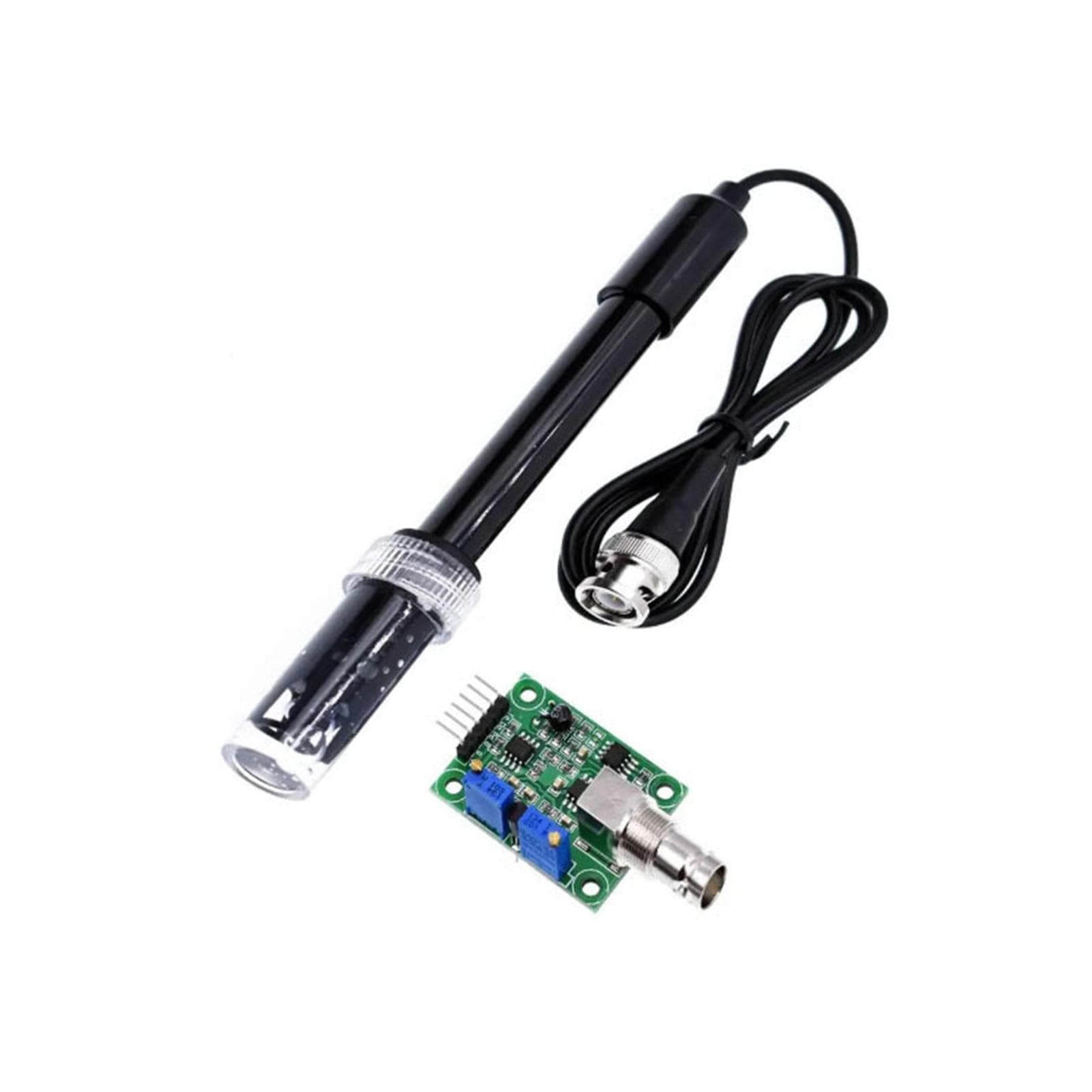 PH0-14 Value Detect Sensor Module + PH Electrode Probe BNC with Cable PH Value Detector for black
