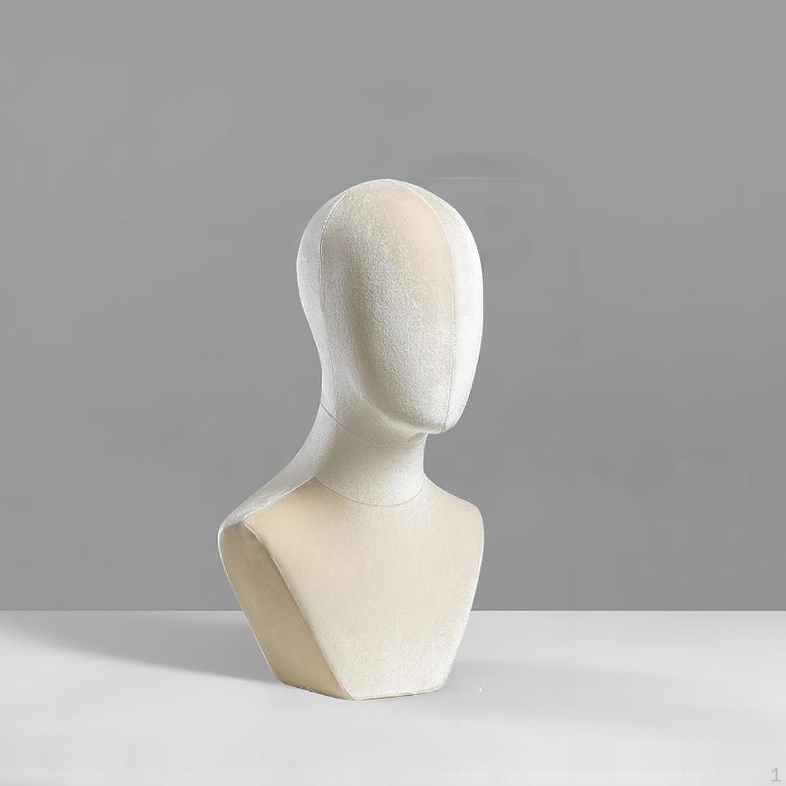 Bust Mannequin Head Hat Rack Cloth Table Training Wig Display for Hair Styling Home beige