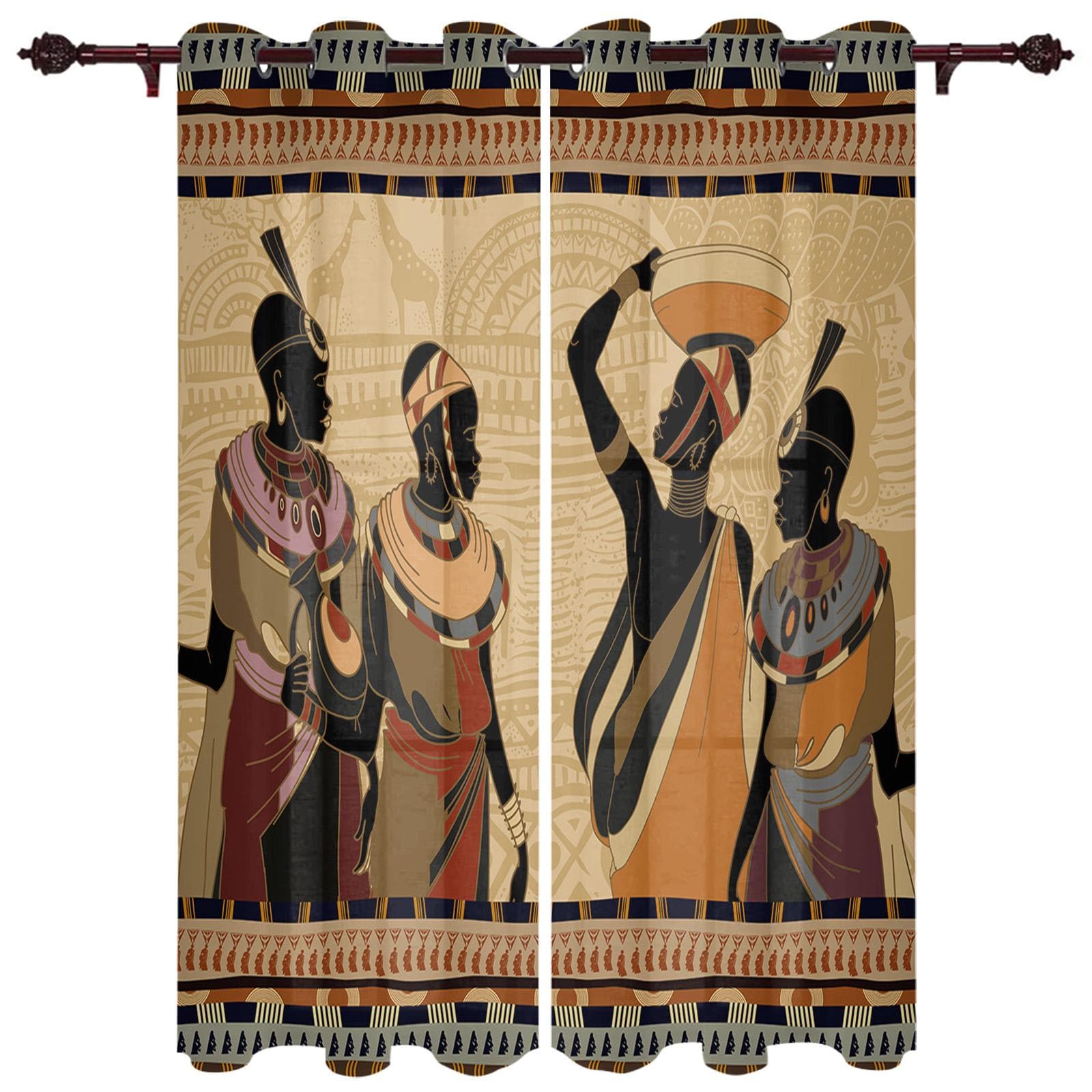 Modern Window Curtains African Style Luxury Fashion Curtains for Living Room Bedroom Kitchen Drapes 135W x 135H(cm) x2