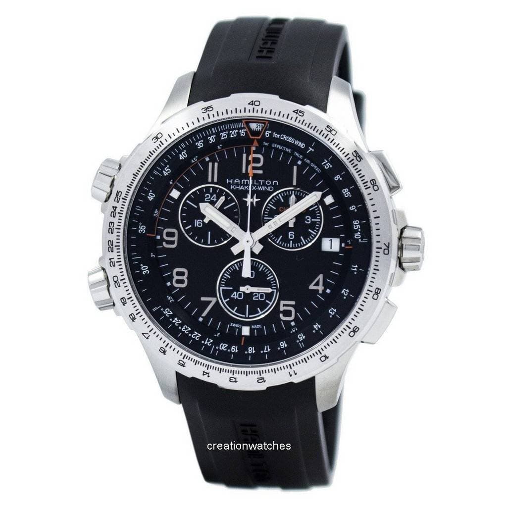 Hamilton Khaki Aviation X-Wind Chronograph Quartz GMT H77912335 Men's Watch black