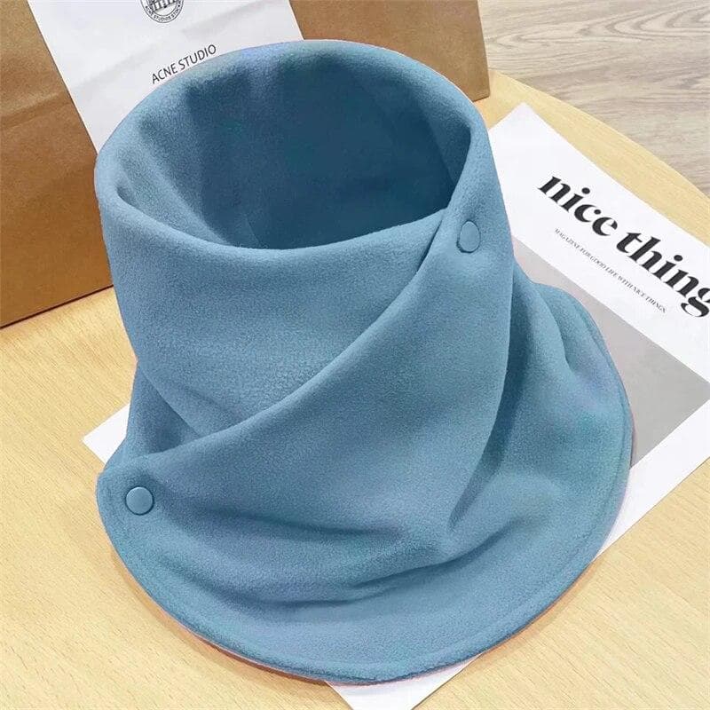 Winter Fleece Neck Scarf Thickened Warm Autumn Winter Neck Scarf Women's Plush Scarves Double Layer Neckerchief Scarf Ring blue