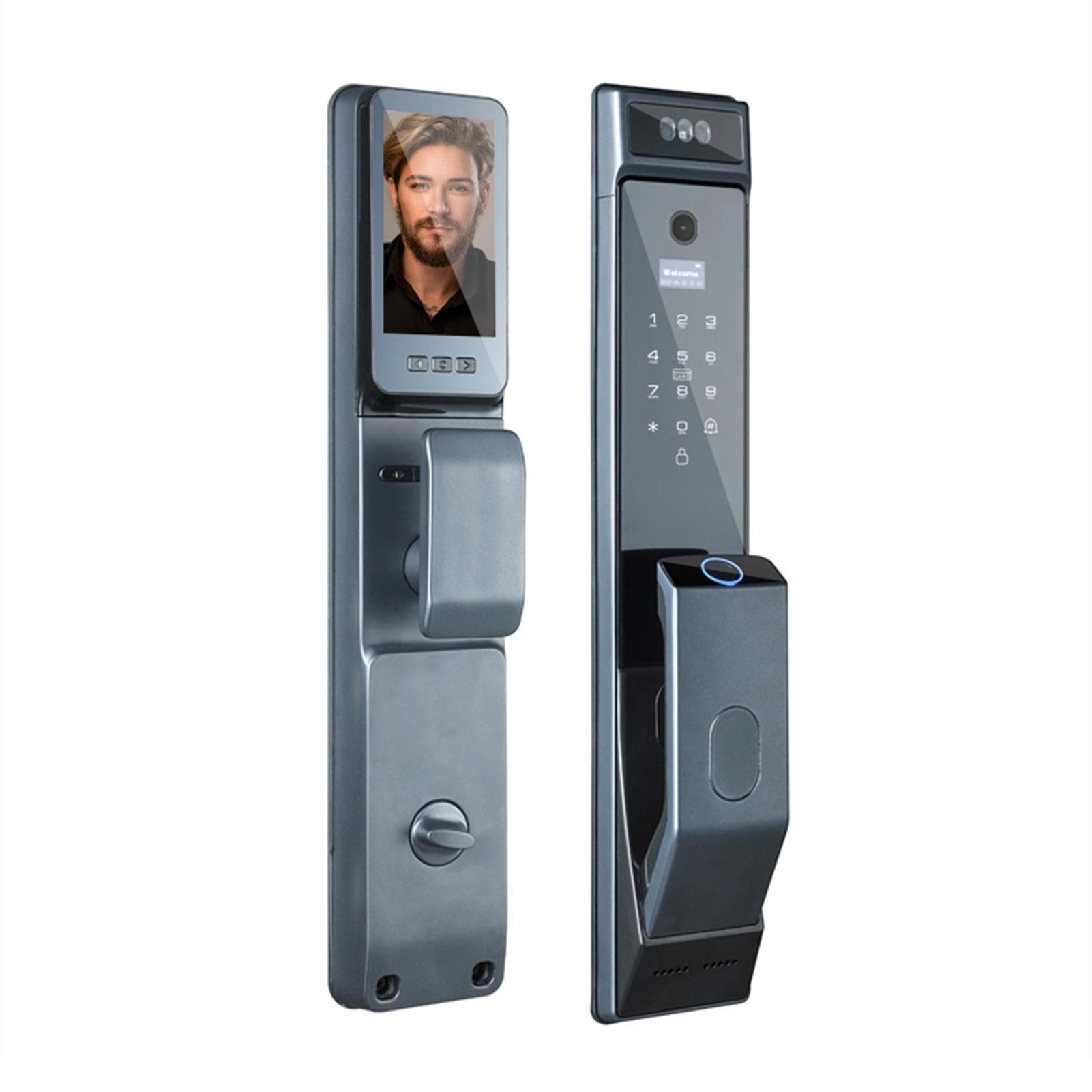 WAFU Fingerprint Door Lock Smart Face Recognition APP Unlock 6 Unlocked Ways Locking Unlocking Face version grey