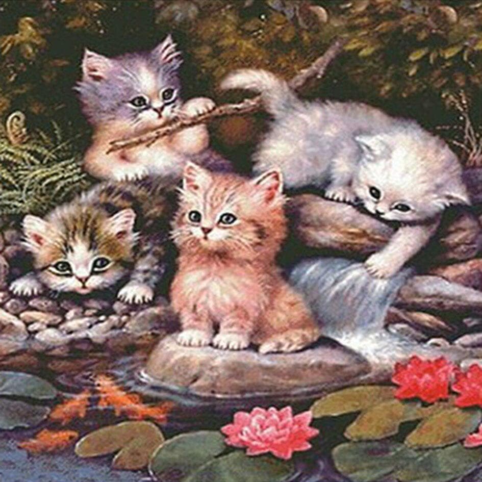 5D DIY Diamond Painting Animal Cat 3D Diamond Rhinestone Embroidery Cross Stitch Home Decor 30x30CM