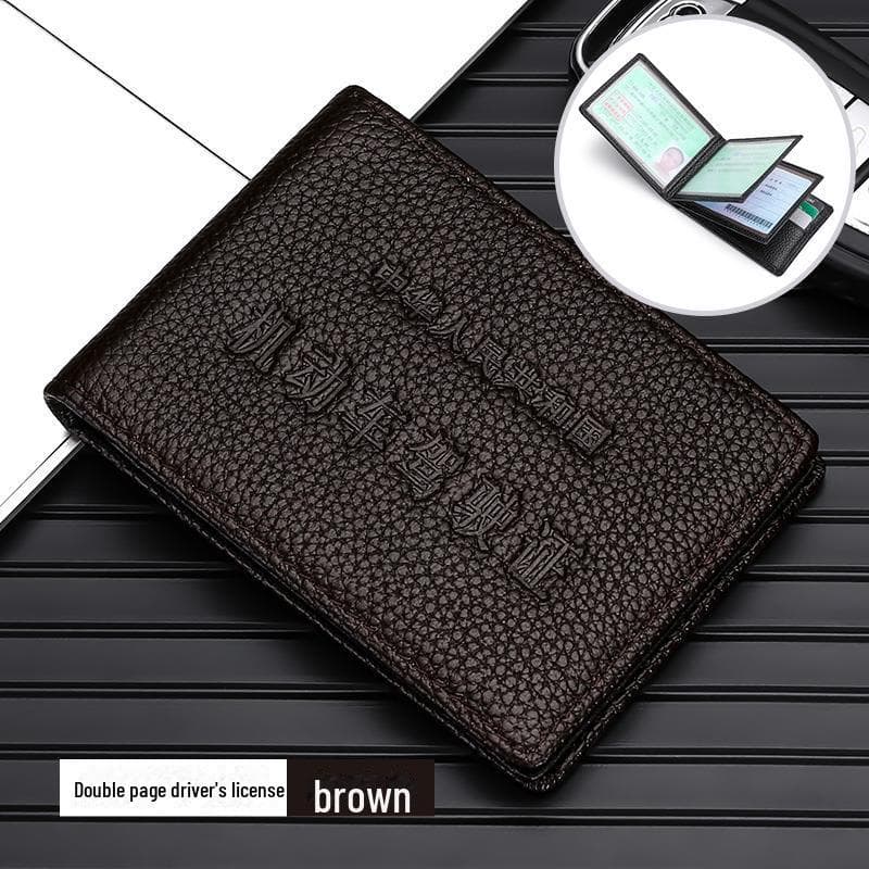 Ultra-Thin Genuine Leather Driver's License and ID Holder - Top Layer Cowhide Cover