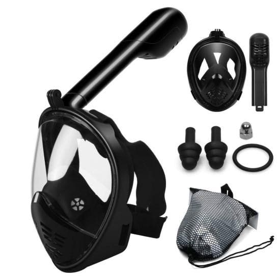 Full Face Diving Mask Diving Adult Children Anti-fog Diving Mask Diving Mask Underwater Swimming S/M black