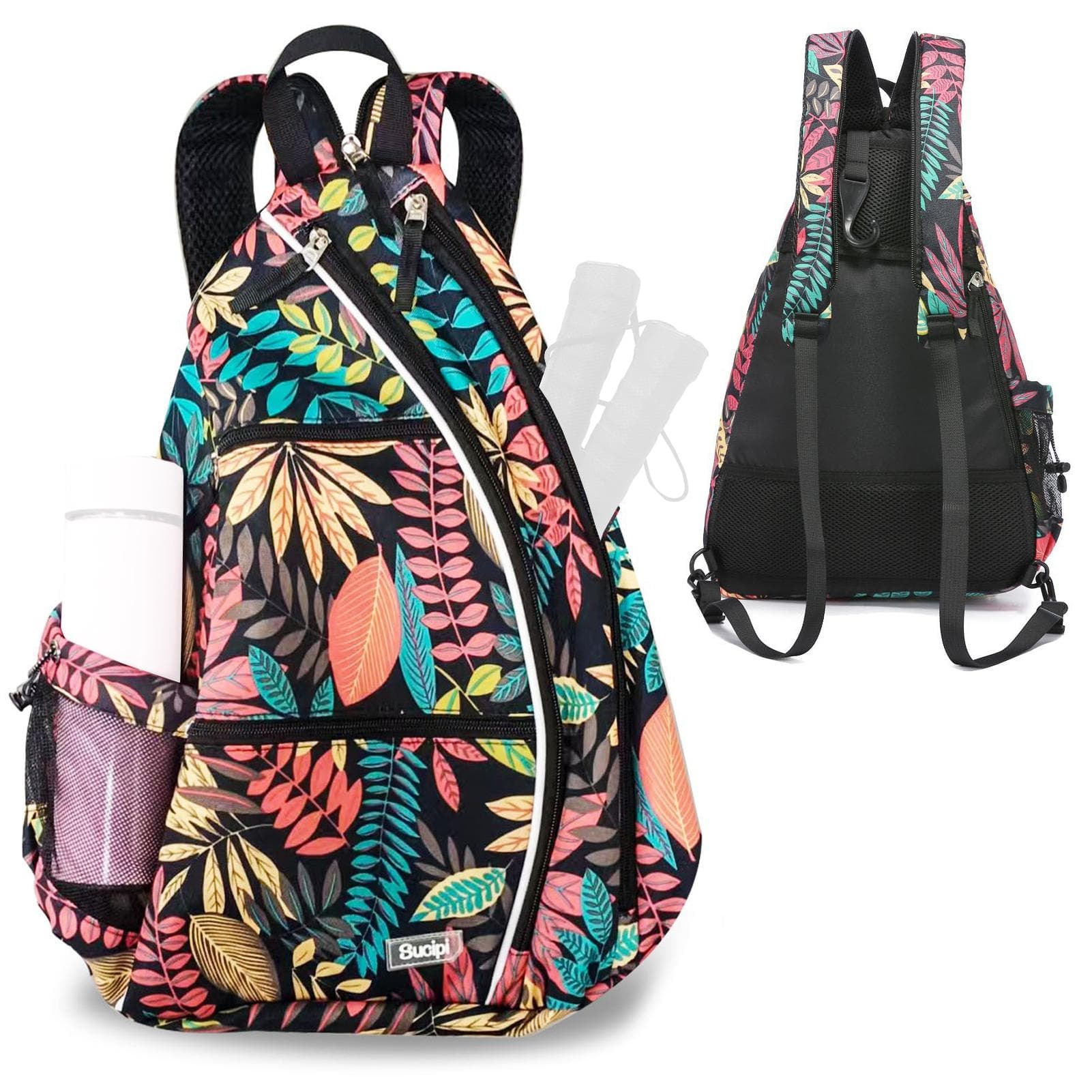 Pickleball Backpack Adjustable Sling Bag Tennis Racket Bag for Pickleball Tennis Badminton orange