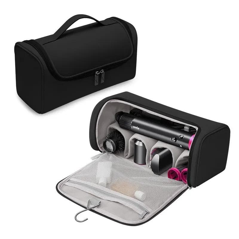 Hideable Hanging Hook Hair Dryer Case Portable Non-slip Hair Tools Pouch Water proof Large Capacity Curling Iron Storage Bag black