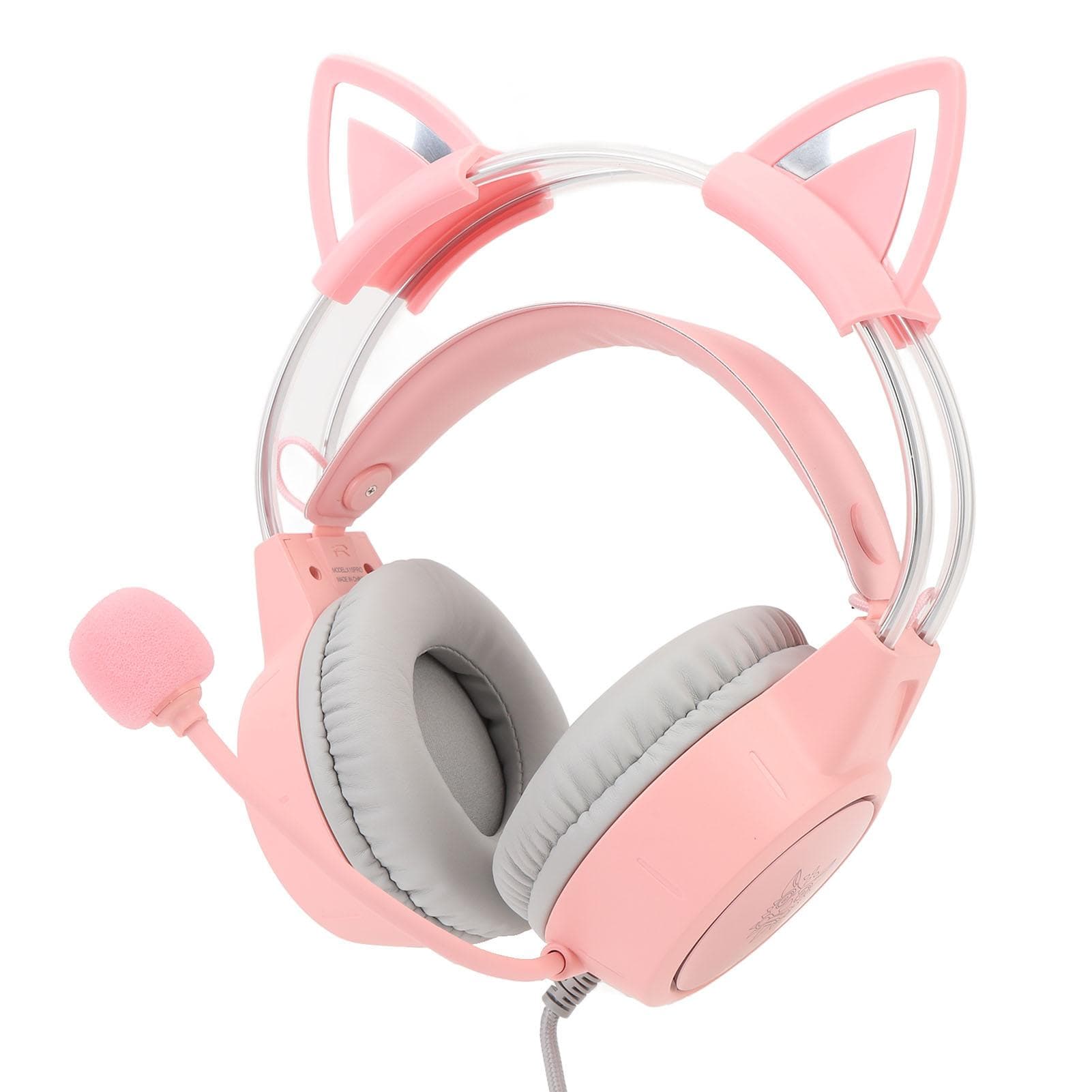 Cat Ear Gaming Headset Roseate RGB Light Adjustable Headband Wired Gaming Headphone with Mic for PC