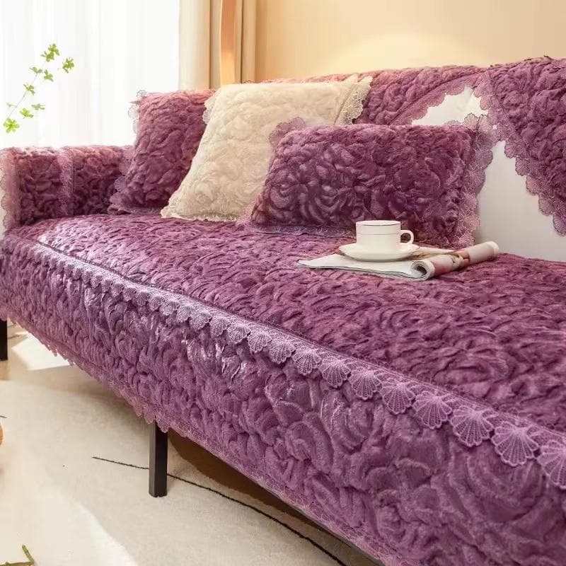 Winter Warm Soft Velvet Universal Sofa Cover Luxury Thick Plush Sofa Towel Sectional L-shaped Couch Cover Bay Window Mat 70x70cm 1pc