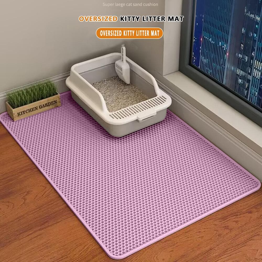 Cat Litter Mat Double Layer Waterproof Urine Proof Trapping Mat Easy To Clean Non-Slip Toilet Pad Cat Scratch Pad Large Foot Pad 45*30cm pink