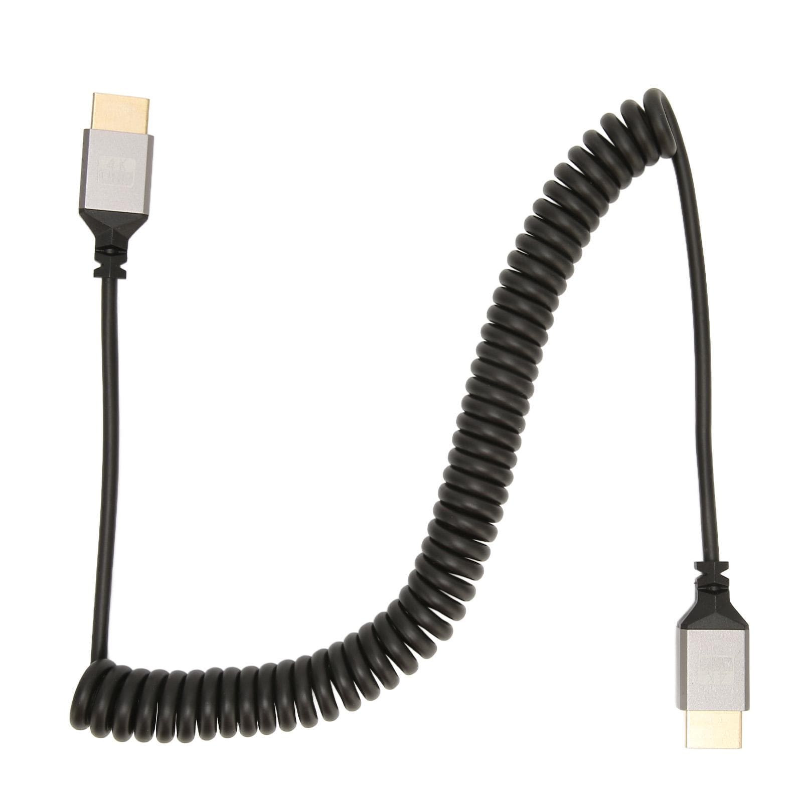 HD Multimedia Interface Coiled Cable High Speed 4K 60Hz Male to Male Spring Cable for Tablet Camera
