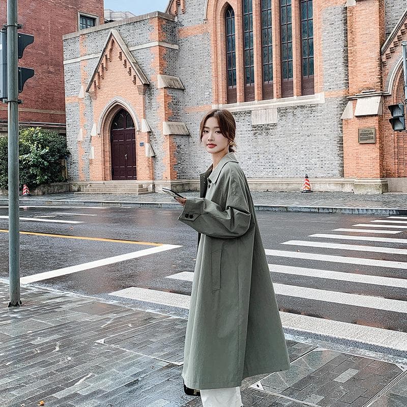 Mid-length Windbreaker Jacket for Women Spring and Autumn New Thin Korean Style This Year's Popular Temperament Japanese Style Coat Top XL