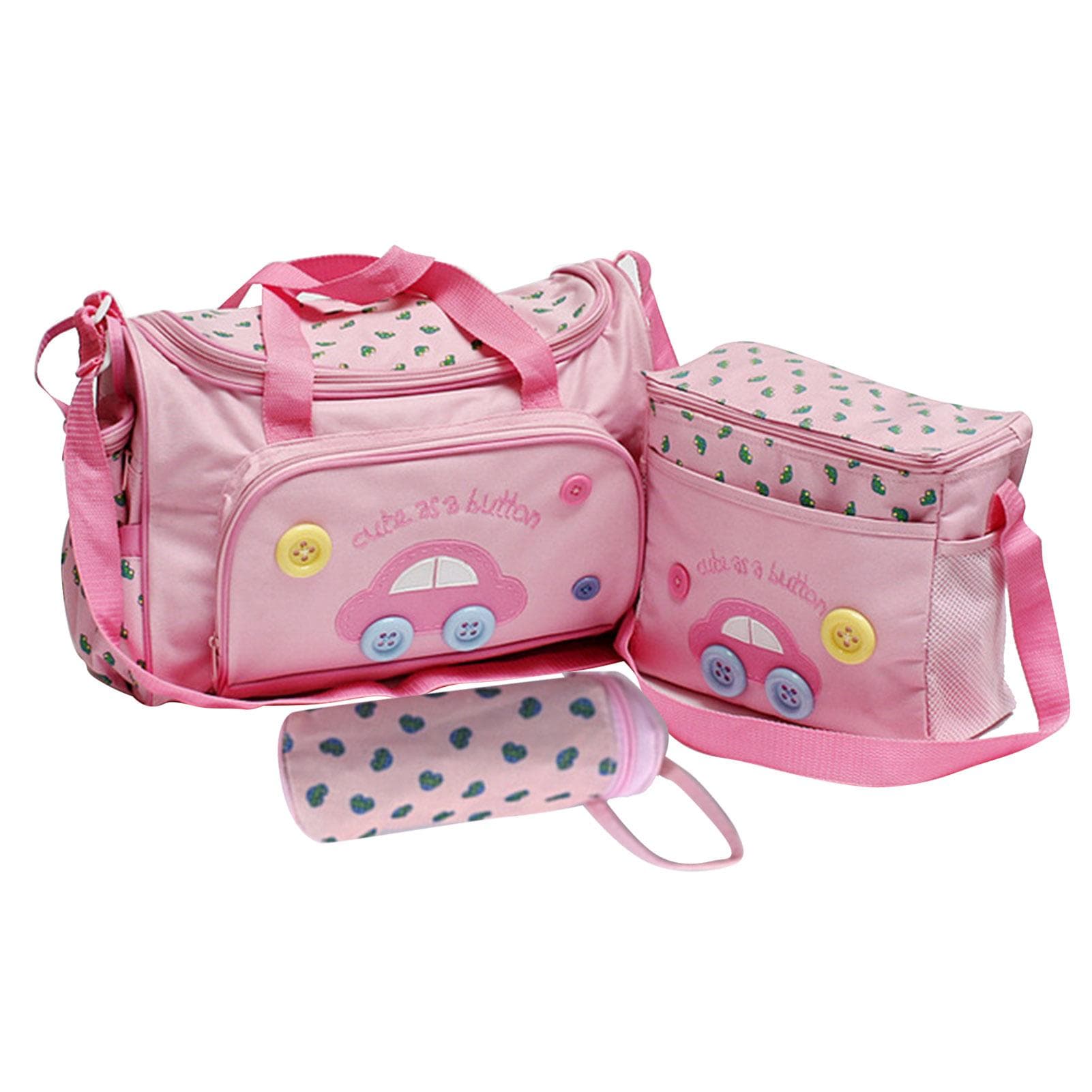 4pcs Multifunction Mommy Storage Bag Large Capacity Different Pockets Baby Stroller Diaper Bag Pink pink