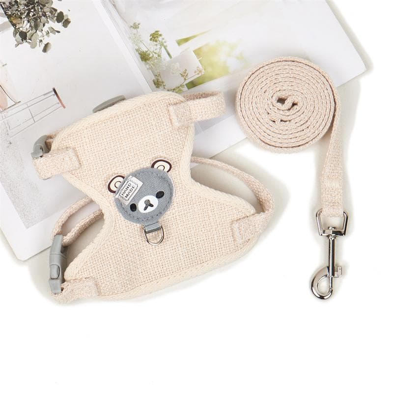 Cute Dog Strap Leash Small Pet Cat Dog Collar Chest Strap Dog Rope Puppy Leash Small Pet Harness Pet Supplies M beige