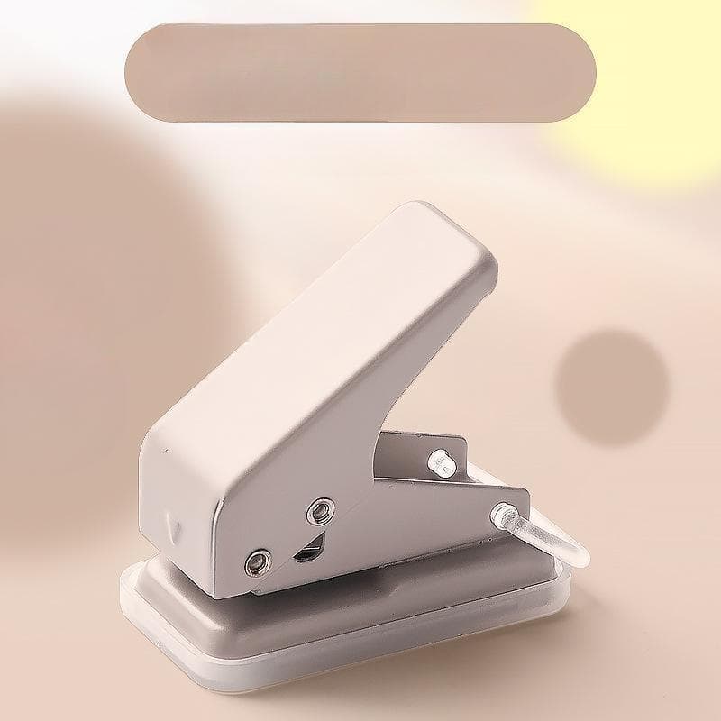 Mini Single Ring Hole Punch Round Hole Puncher Paper Punch Puncher for Card Hand Account Notebook School Office Supplies tan