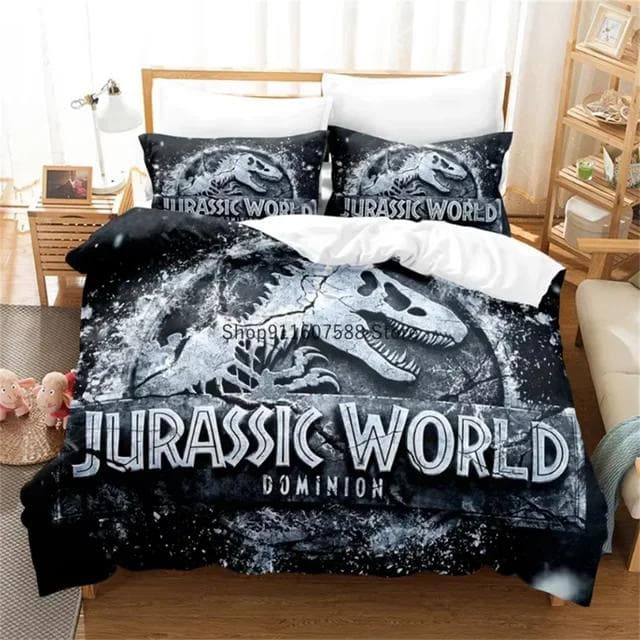 Red Jurassic Park Bedding Set Cartoon Home Textiles For Kids Bed Set Comforter Cover Bedroom Set Queen Dinosaur Duvet Cover AU Single(140x210cm)