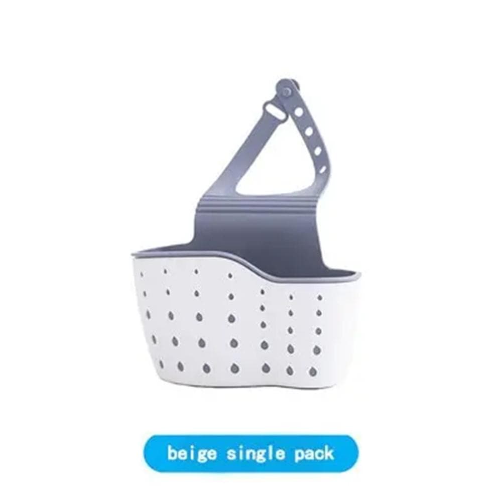 1pc Double Sink Draining Hanging Bag Adjustable Press Faucet Shelf Sponge Double Basket Storage Kitchen Supplies