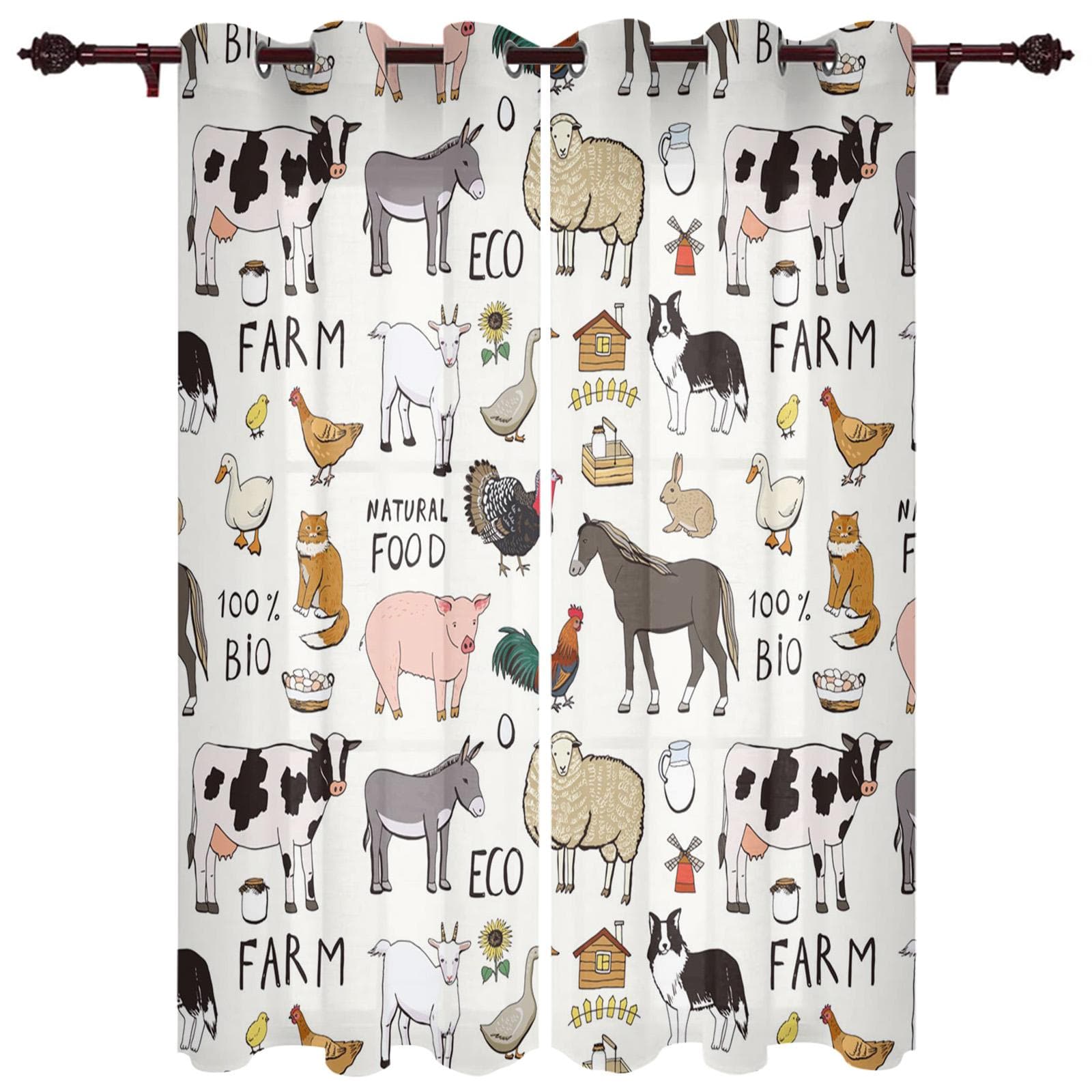 Modern Window Curtains for Living Room Cartoon Children English Alphabet Curtains for Child Bedroom Kitchen Decor Blinds Drapes 100W x 215H(cm) x2