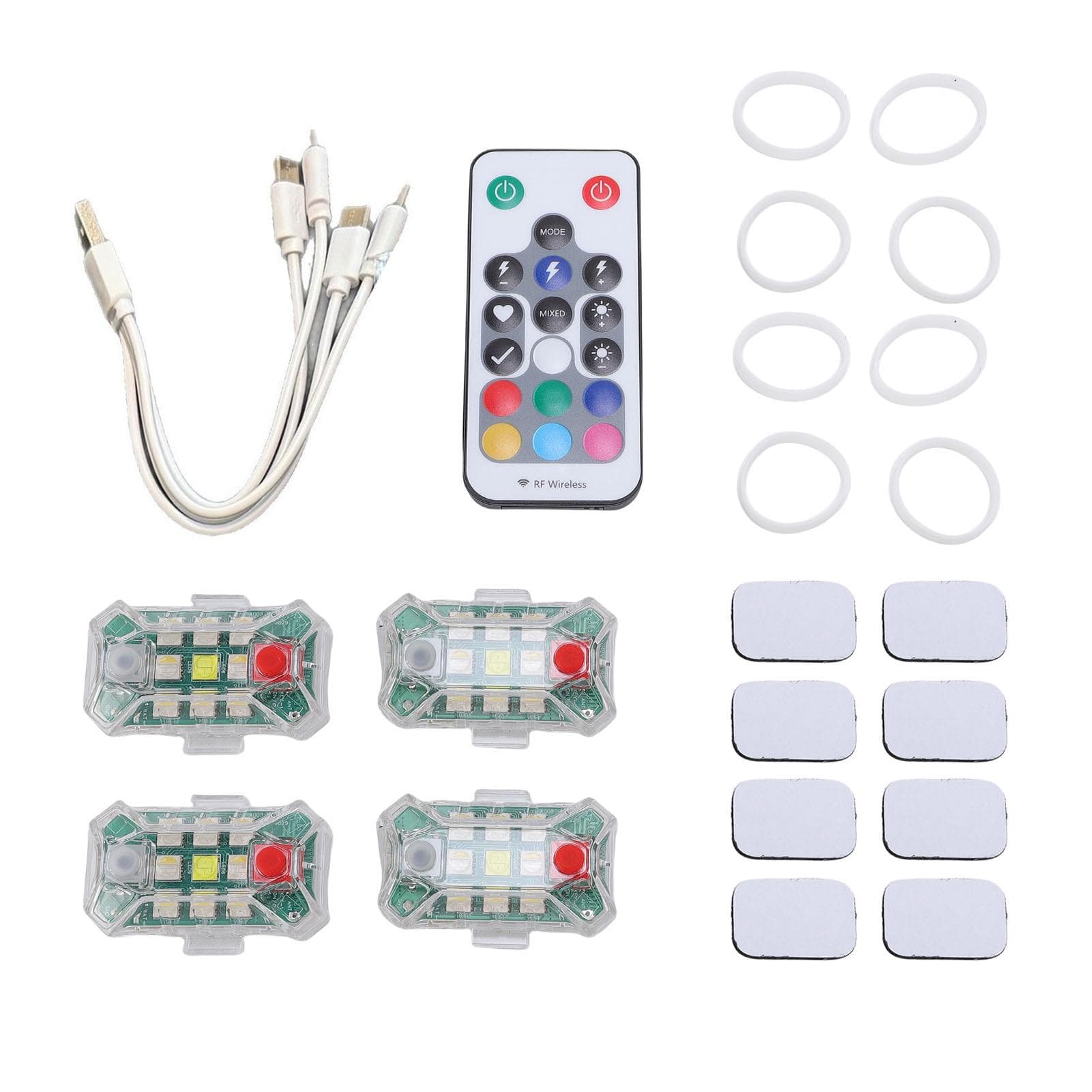 4PCS Wireless LED Strobe Lights with Remote Control RGB 7 Color Rechargeable IP65 Anti Collision