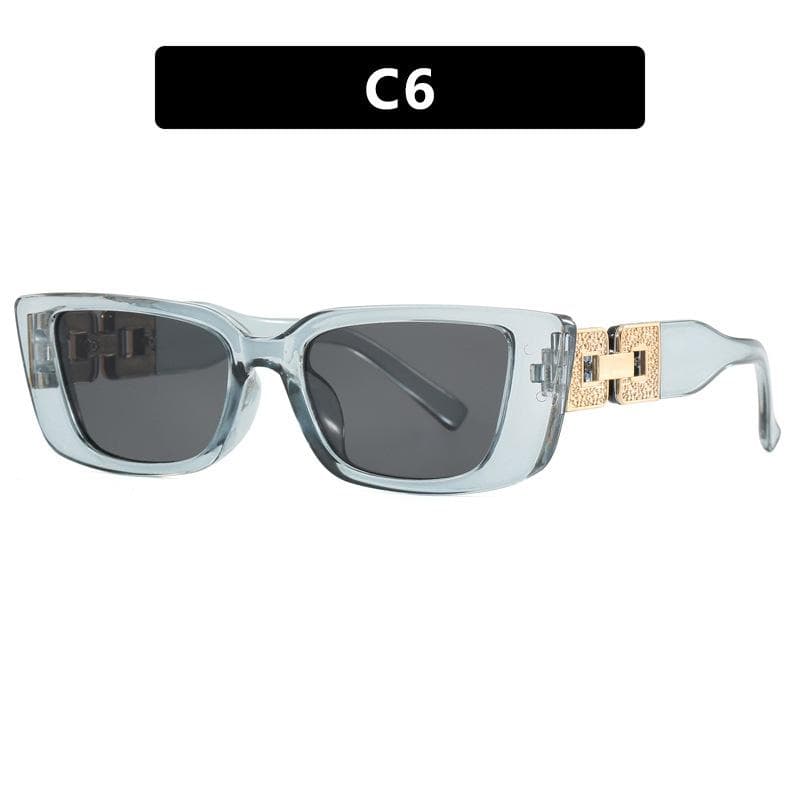 Women Cat Eye Sunglasses Vintage Narrow Frame with Chain Legs UV400 Protection Small Square Outdoor Fashion