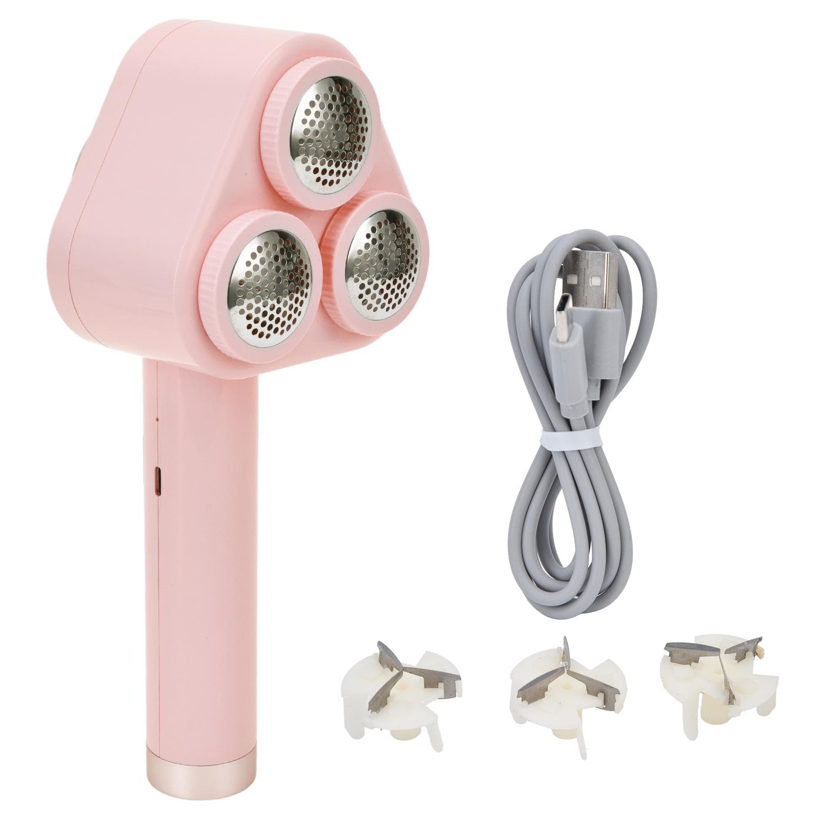 Hairball Trimmer 3 Head Adjustable USB Rechargeable Fabric Shaver for All Sizes of HairballsPink pink